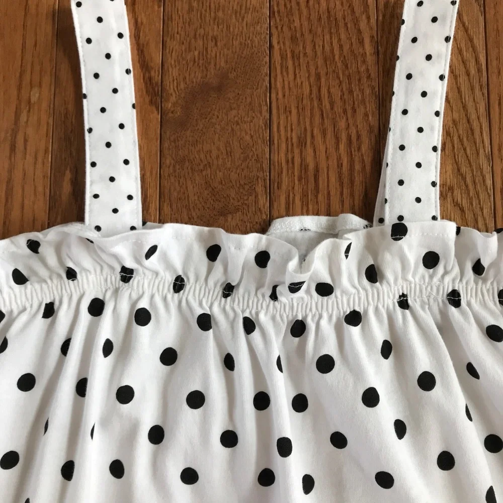 Zara Girls NWOT polka dot cotton Retro sleeveless top size 9 - Picture 3 of 12